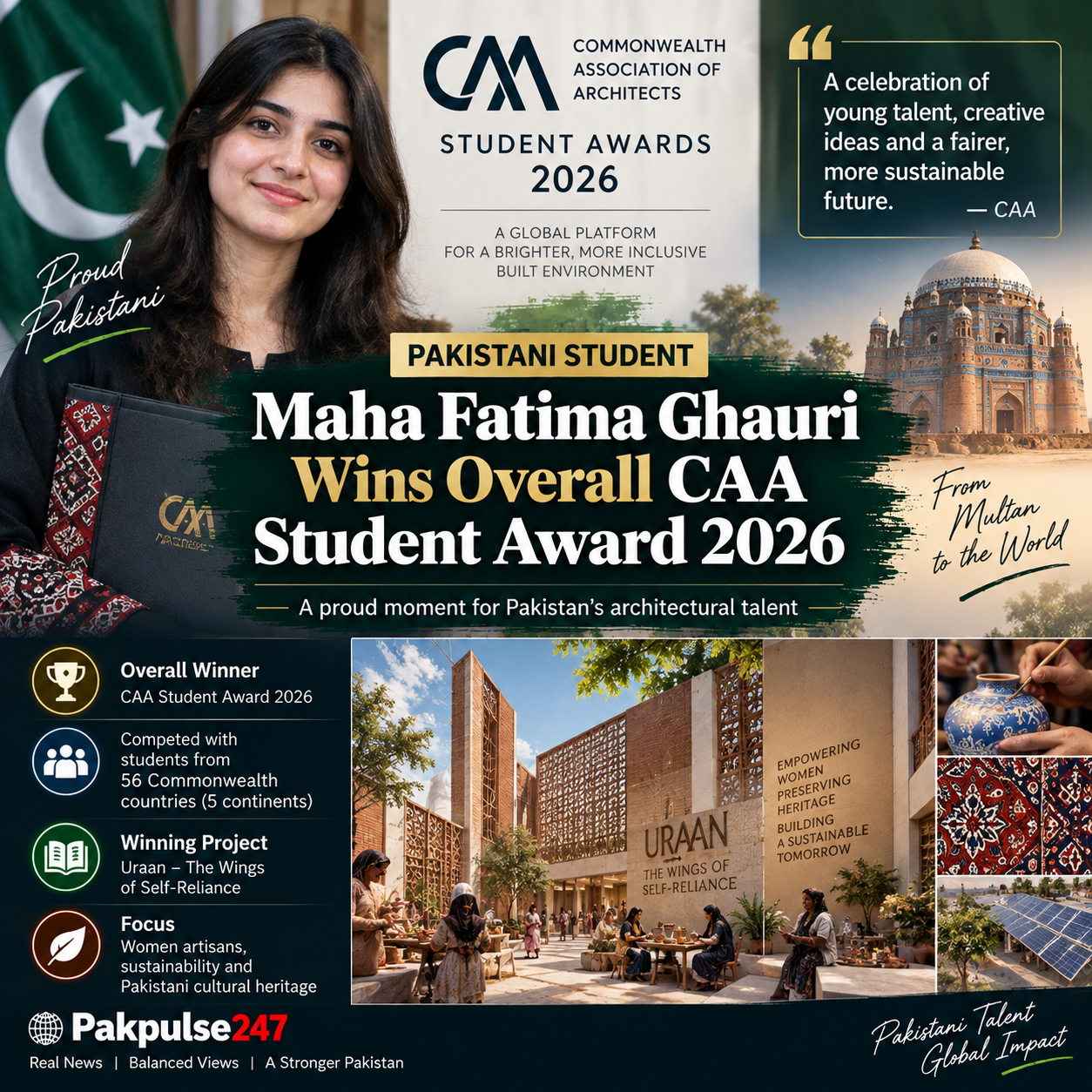 Pakistani Student Maha Fatima Ghauri Wins Overall CAA Student Award 2026