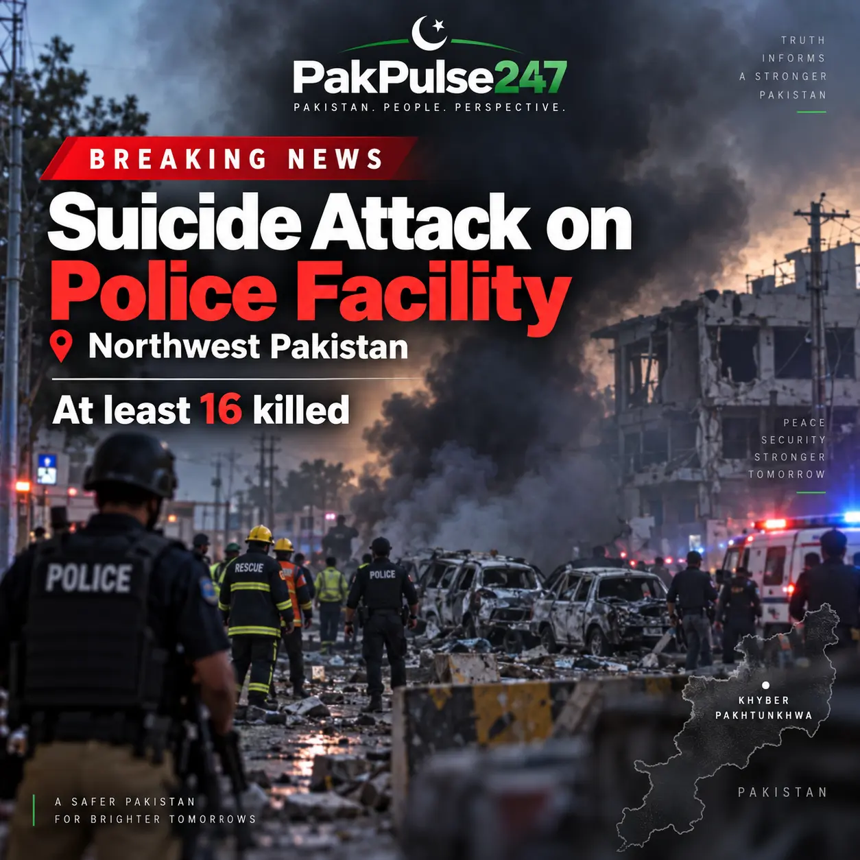 Kohat Police Lines Suicide Attack Kills at Least 16 During Friday Prayers