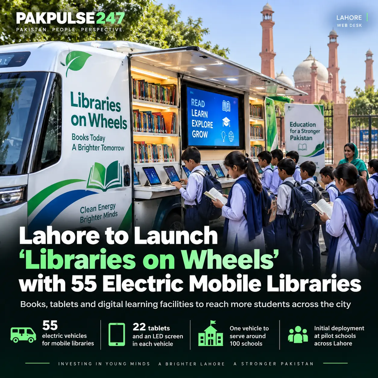 Lahore to Launch ‘Libraries on Wheels’ with 55 Electric Mobile Libraries