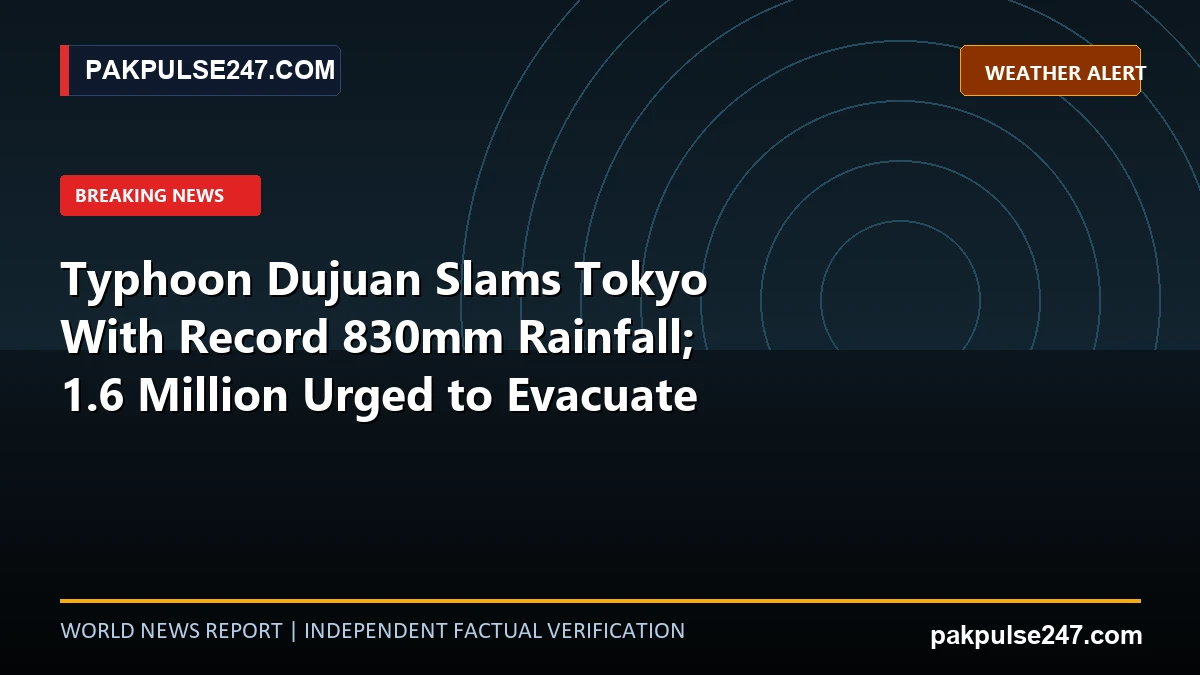 Editorial news graphic showing storm radar isobars over eastern Japan with PAKPULSE247.COM weather alert branding.