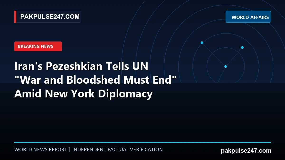 Editorial news graphic showing United Nations diplomatic podium with PAKPULSE247.COM world affairs branding.