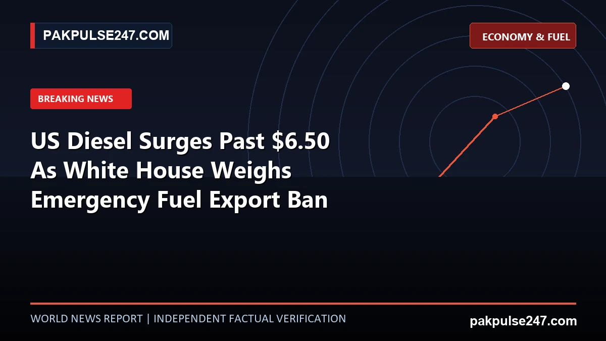 Editorial news graphic showing commercial fuel pump and market volatility chart with PAKPULSE247.COM economy branding.