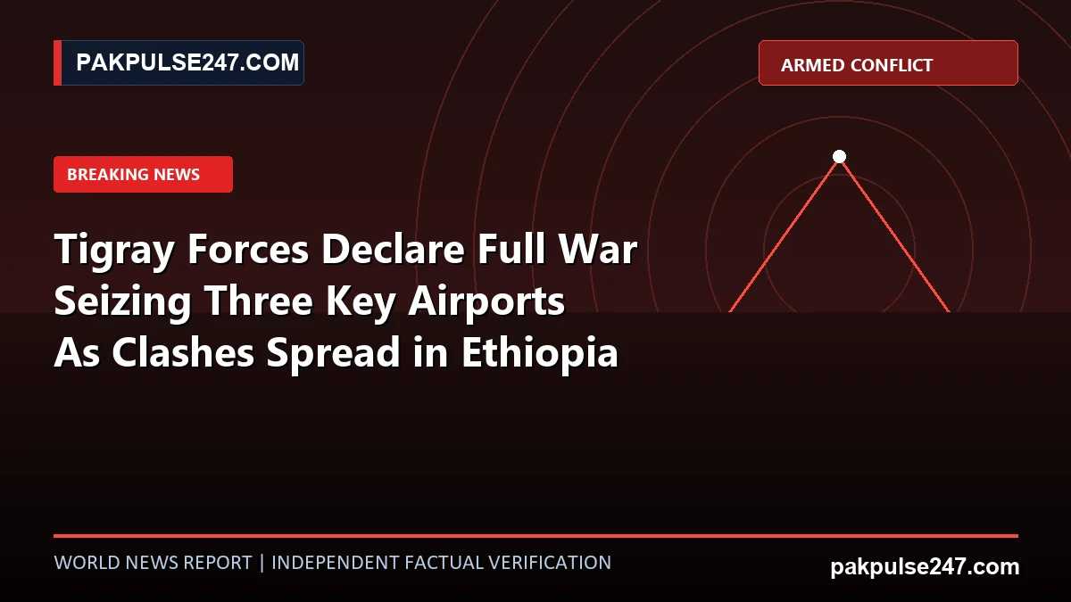 Editorial news graphic showing Horn of Africa conflict vectors with PAKPULSE247.COM breaking news branding.
