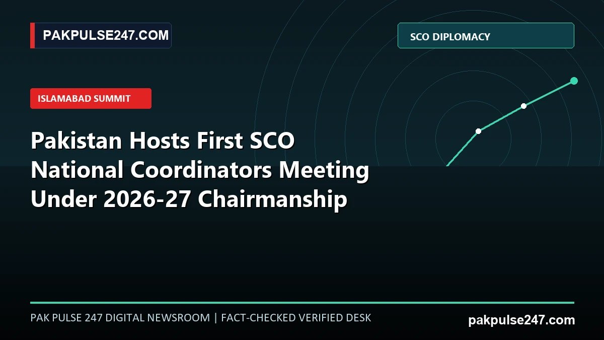 Editorial news graphic depicting Shanghai Cooperation Organization diplomatic summit geometry and multilateral network vectors with PAKPULSE247.COM summit branding.