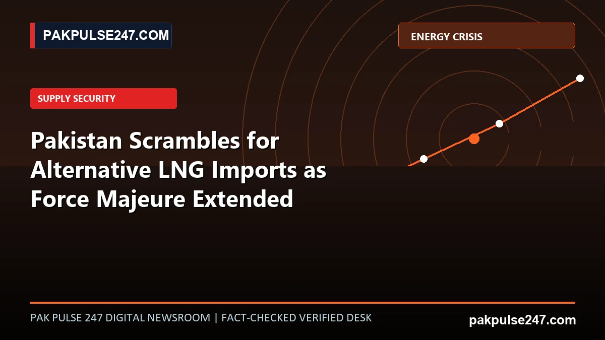 Editorial news graphic displaying LNG maritime shipping routes, natural gas supply indices, and PAKPULSE247.COM branding.