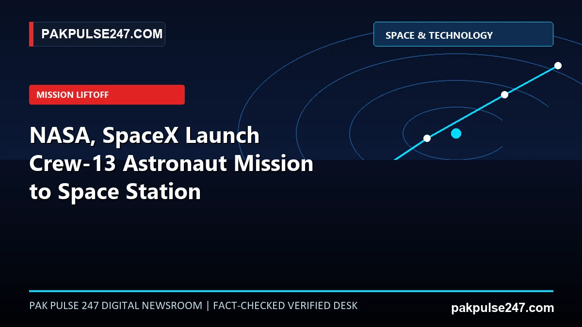 Editorial graphic illustrating SpaceX Falcon 9 and Dragon orbital trajectory telemetry, ISS vectors, and PAKPULSE247.COM branding.