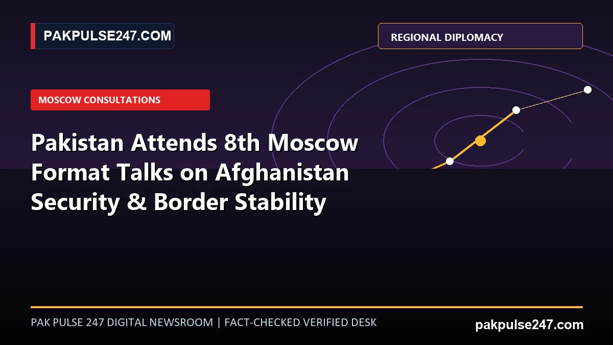 Editorial graphic showing Pakistan participation in the Moscow Format consultations on Afghanistan security and regional cooperation with PAKPULSE247.COM branding.