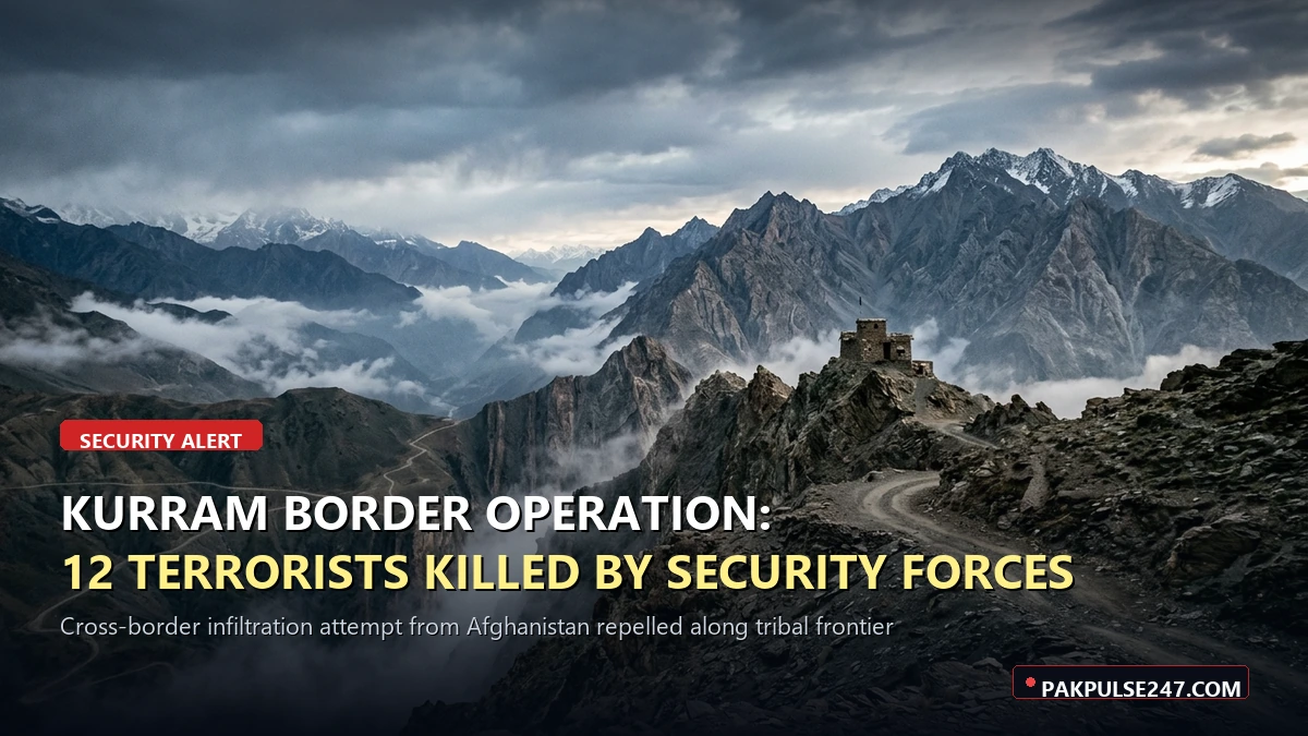 Kurram border security operation 12 terrorists killed pakpulse247 news graphic